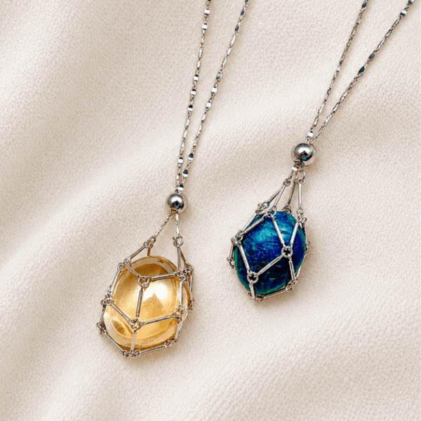 Morning Star 晨星系列星願項鍊|礦石搭配展示 Tru-Mi Morning Star 晨星系列星願項鍊,展示黃水晶與藍綠色礦石兩種搭配